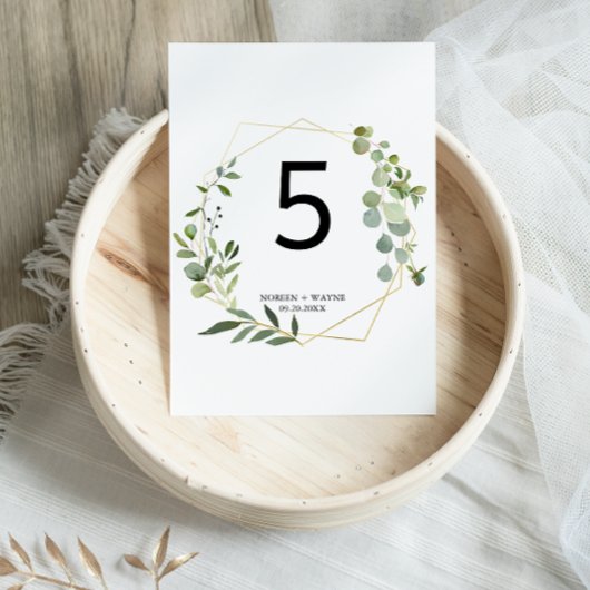 Tropisch-grüne Blätter Hochzeit Tischnummer