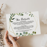 Tropisch grüne Blätter Hochzeitdetails Beipackkart