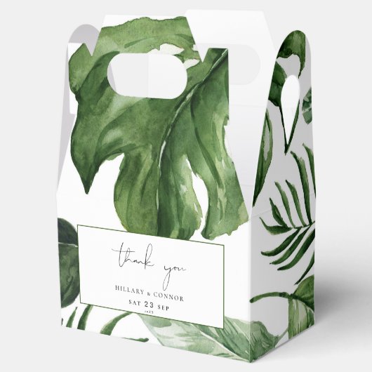 Tropisch grüne Blätter Hochzeitsfeier Gefälligkeit Geschenkschachtel (Geöffnet)