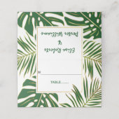 Tropisch grüne Blätter Moderne Hochzeitsbegleitung Platzkarte (Außenseite Aufgefaltet)