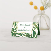 Tropisch grüne Blätter Moderne Hochzeitsbegleitung Platzkarte (Rückseite)