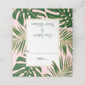 Tropisch grüne Blätter rosa Hochzeitskorb Platzkarte (Außenseite Aufgefaltet)
