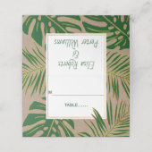 Tropisch grüne Blätter rustikale Hochzeitsbegleitu Platzkarte (Außenseite Aufgefaltet)