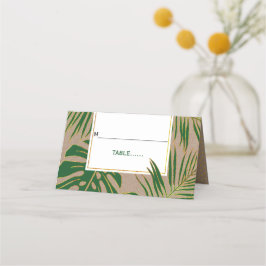 Tropisch grüne Blätter rustikale Hochzeitsbegleitu Platzkarte