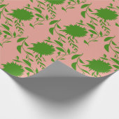 Tropisch grüne Blume und Blätter auf rosa Geschenkpapier (Ecke)