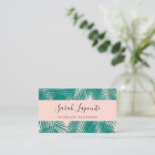 Tropisch grüne Palmen Blätter Trendy Design auf ro Visitenkarte (Stehend Vorderseite)