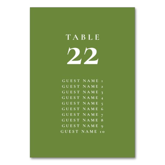 Tropisch grüne Sitzkarte Nummer Tischnummer (Vorderseite)