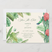 Tropisch-grüner Blätter-Dschungel Save The Date (Vorderseite)