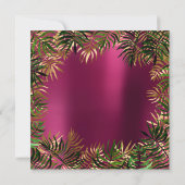 Tropisch grüner Palmblätterrahmen Himbeere Rosa Go Einladung (Rückseite)