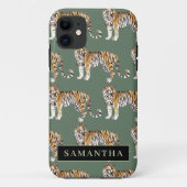 Tropisch grünes Aquarellmuster mit Namen Case-Mate iPhone Hülle (Rückseite)