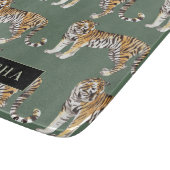 Tropisch grünes Aquarellmuster mit Namen Schneidebrett (Ecke)