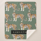 Tropisch grünes Aquarellmuster mit Namen Sherpadecke (Vorderseite)