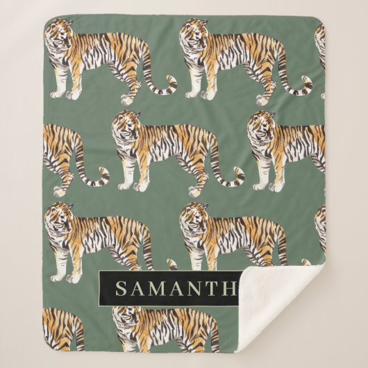 Tropisch grünes Aquarellmuster mit Namen Sherpadecke (Vorderseite)