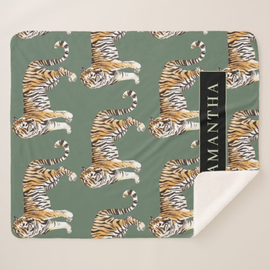 Tropisch grünes Aquarellmuster mit Namen Sherpadecke (Vorderseite (Horizontal))