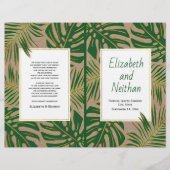 Tropisch-grünes, rustikales Hochzeitsprogramm (Vorderseite)