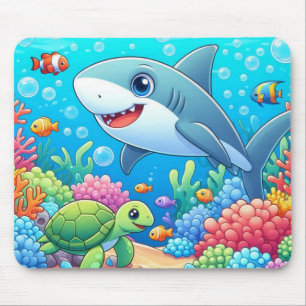 Tropisch/Hawaii farbenfroher Unterwasser-Hai und - Mousepad