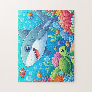 Tropisch/Hawaii farbenfroher Unterwasser-Hai und - Puzzle