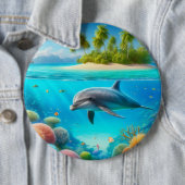 Tropisch/Hawaii farbiger Unterwasserdelphin Button (Beispiel)