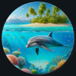 Tropisch/Hawaii farbiger Unterwasserdelphin Button<br><div class="desc">.</div>