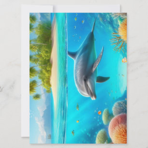Tropisch/Hawaii farbiger Unterwasserdelphin Feiertagskarte