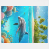 Tropisch/Hawaii farbiger Unterwasserdelphin Fleecedecke (Vorderseite (Horizontal))