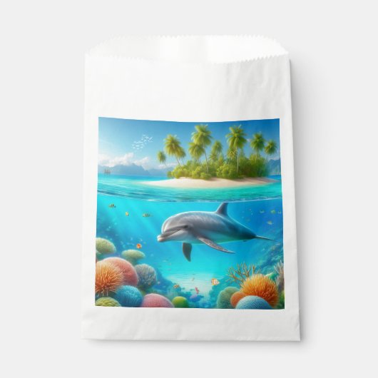 Tropisch/Hawaii farbiger Unterwasserdelphin Geschenktütchen (Vorderseite)