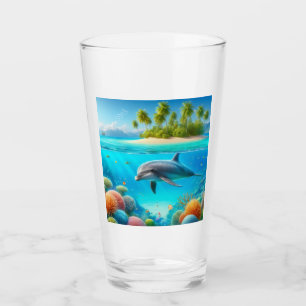 Tropisch/Hawaii farbiger Unterwasserdelphin Glas