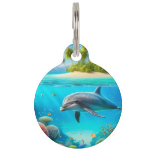 Tropisch/Hawaii farbiger Unterwasserdelphin Haustiermarke