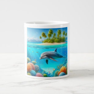 Tropisch/Hawaii farbiger Unterwasserdelphin Jumbo-Tasse