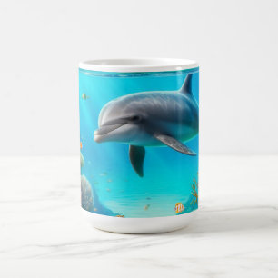 Tropisch/Hawaii farbiger Unterwasserdelphin Kaffeetasse