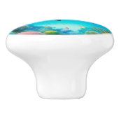 Tropisch/Hawaii farbiger Unterwasserdelphin Keramikknauf (Seitenansicht)