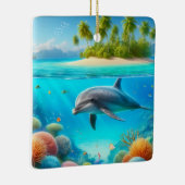 Tropisch/Hawaii farbiger Unterwasserdelphin Keramikornament (Rechts)