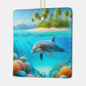 Tropisch/Hawaii farbiger Unterwasserdelphin Keramikornament (Links)