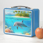 Tropisch/Hawaii farbiger Unterwasserdelphin Metall Brotdose (Beispiel)