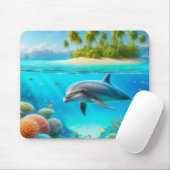 Tropisch/Hawaii farbiger Unterwasserdelphin Mousepad (Mit Mouse)