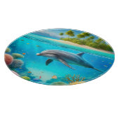 Tropisch/Hawaii farbiger Unterwasserdelphin Schneidebrett (Ecke)