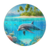 Tropisch/Hawaii farbiger Unterwasserdelphin Schneidebrett (Vorderseite)