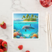 Tropisch/Hawaii farbiger Unterwasserdelphin Serviette (Beispiel)