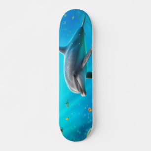 Tropisch/Hawaii farbiger Unterwasserdelphin Skateboard