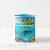 Tropisch/Hawaii farbiger Unterwasserdelphin Tasse (Zentrum)