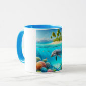 Tropisch/Hawaii farbiger Unterwasserdelphin Tasse (Vorderseite Links)