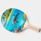 Tropisch/Hawaii farbiger Unterwasserdelphin Tischtennis Schläger (Seitenansicht)