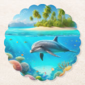 Tropisch/Hawaii farbiger Unterwasserdelphin Untersetzer (Vorderseite)