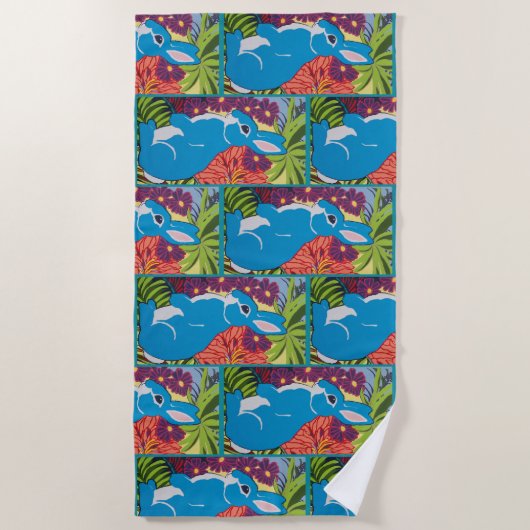 Tropisch Hawaiian Bunny Rabbit Design Beach Handtu Strandtuch (Vorderseite)