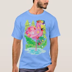 Tropisch Hawaiian Summer Pink Flamingo Xmas Lights T-Shirt