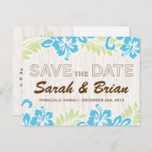 tropisch-hawaiianisch Save the Date türkis Ankündigungspostkarte (Vorne/Hinten)