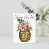 Tropisch-Hawaiianische Ananas verändern das Datum Postkarte (Stehend Vorderseite)