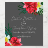 Tropisch-hawaiianische Blume auf der eleganten gra Weinetikett (Einzelnes Label)