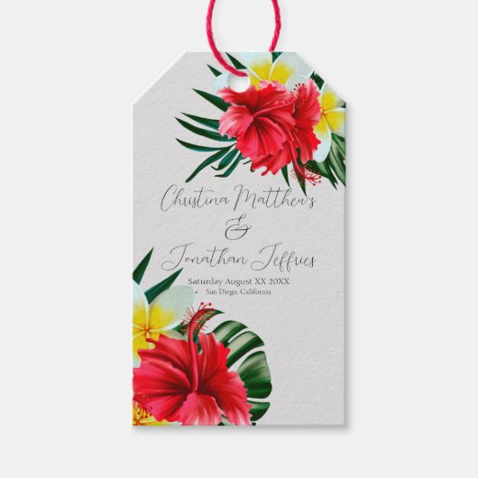 Tropisch-hawaiianische Blume auf einer eleganten H Geschenkanhänger (Vorderseite)