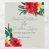 Tropisch-hawaiianische Blume auf einer eleganten H Weinetikett (Einzelnes Label)